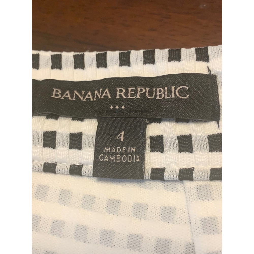 Banana Republic Gingham Flounce Hem Mini Skirt Black White Size 4 Zip Back - Picture 4 of 7